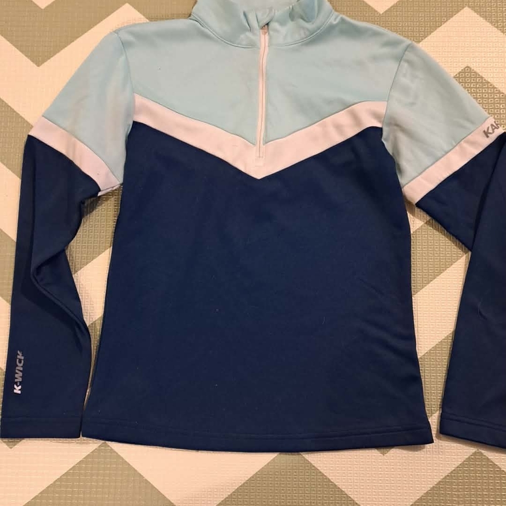 KARBON Girls' Navy & Light Blue Half-Zip Pullover